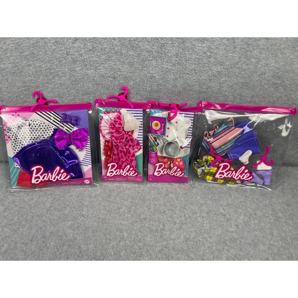 Mattel Barbie Doll Clothing Lot In Package 20‎ Pieces Dresses Shoes Chef Outfit